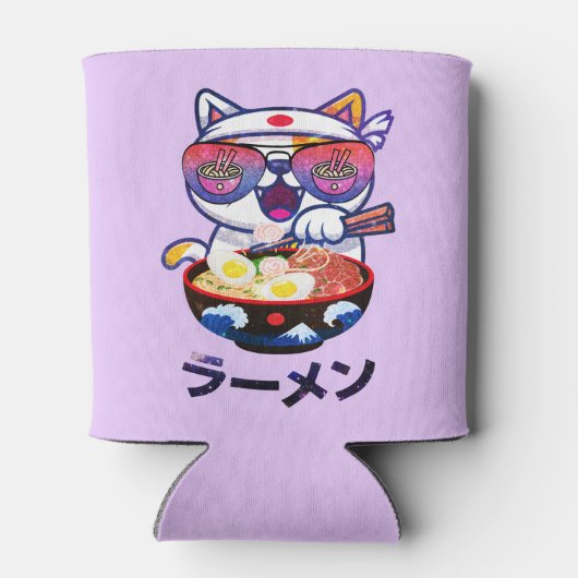 Kawaii Cat Eating Ramen – Schattigee Japanse noede Blikjeskoeler (Achterkant)