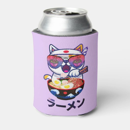 Kawaii Cat Eating Ramen – Schattigee Japanse noede Blikjeskoeler (Blikje Achterkant)