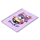 Kawaii Cat Eating Ramen – Schattigee Japanse noede Notitieboek (Linkerzijde)