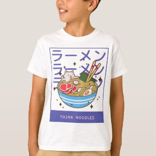 Kawaii Cat Eating Spaghetti 40 T-shirt