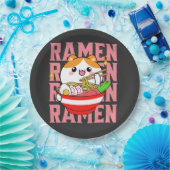 Kawaii Cat eet Ramen Papieren Bordje (Feest)