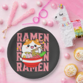 Kawaii Cat eet Ramen Papieren Bordje (Feest)