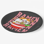 Kawaii Cat eet Ramen Papieren Bordje (Gekanteld)