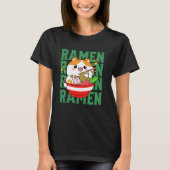Kawaii Cat eet Ramen T-shirt (Voorkant)