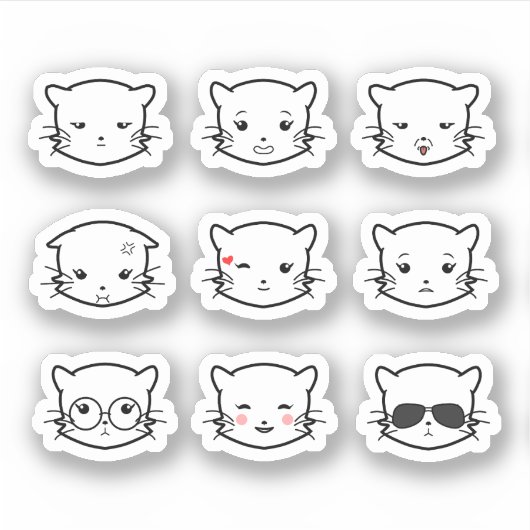 Kawaii Cat Emoji 2 Sticker (Voorkant)