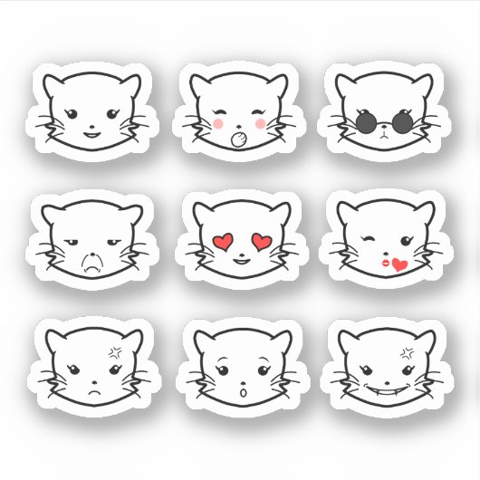 Kawaii Cat Emoji Sticker (Voorkant)