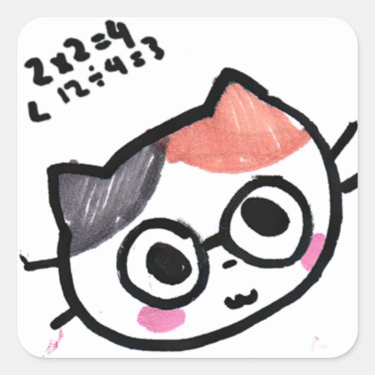 Kawaii Cat Emoji van Eisley Vierkante Sticker (Voorkant)