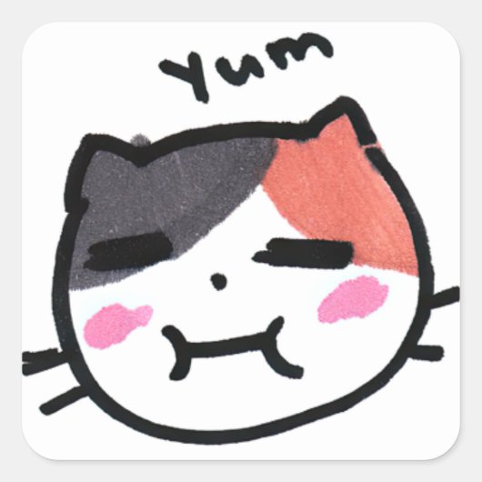 Kawaii Cat Emoji van Eisley Vierkante Sticker (Voorkant)
