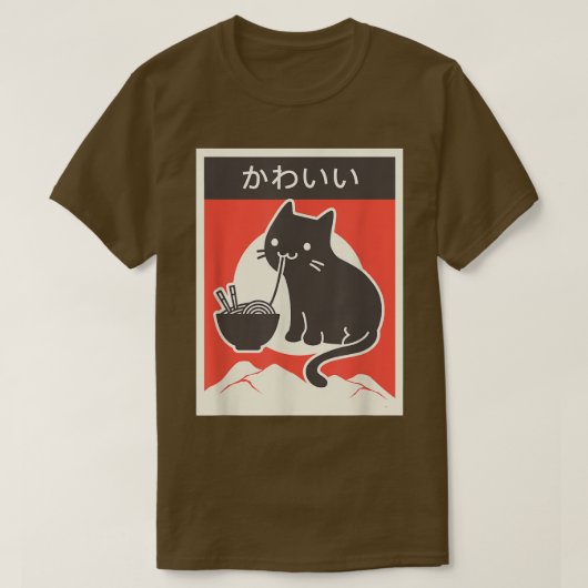 Kawaii Cat - Funny Ramen Lover, Japans voedselreco T-shirt (Design voorkant)