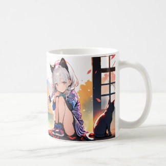 Kawaii Cat Girl Sakura Tapestry - Anime cup Koffiemok