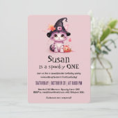 Kawaii Cat Halloween Verjaardagsfeest Kaart (Staand voorkant)