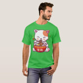 Kawaii Cat houdt van Ramen | Ramen van Kat van die T-shirt (Voorkant volledig)