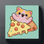 Kawaii Cat Hugging Pepperoni Pizza Cartoon Fotoplaat<br><div class="desc">cute cat,  art , pizza lover gift kawaii food funny kitten cartoon pepperoni pizza slice food humor cat mom gift anime style animal happy vibes food art</div>