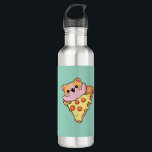 Kawaii Cat Hugging Pepperoni Pizza Cartoon Waterfles<br><div class="desc">cute cat,  art , pizza lover gift kawaii food funny kitten cartoon pepperoni pizza slice food humor cat mom gift anime style animal happy vibes food art</div>