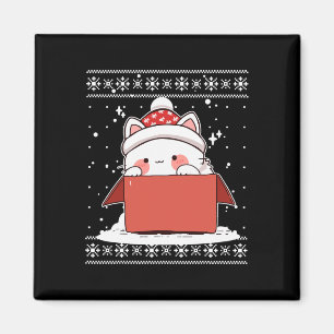 Kawaii Cat In A Box Christmas Schattigee anime Tie Magneet