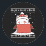 Kawaii Cat In A Box Christmas Schattigee anime Tie Ronde Sticker<br><div class="desc">Kawaii Cat In A Box Schattigee anime Tiener Kinder kerstmis</div>