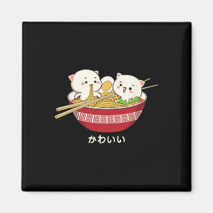 Kawaii Cat Japanese Tokyo Anime Cat Ramen T Shirt Magneet