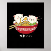 Kawaii Cat Japanese Tokyo Anime Cat Ramen T Shirt Poster (Voorkant)