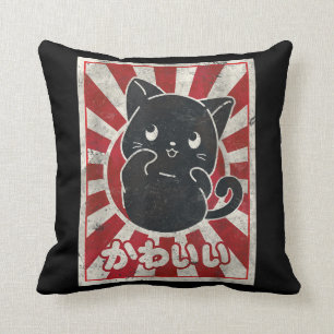Kawaii Cat Japans zwarte ijskat Kussen