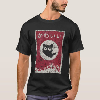 Kawaii Cat Japanse Black Anime Cat T-shirt