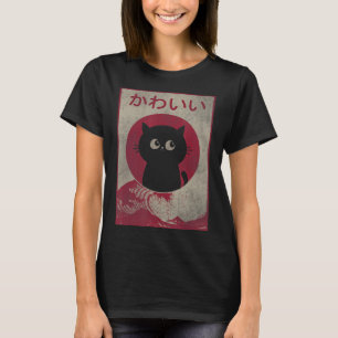 Kawaii Cat Japanse Black Anime Gift Girls T-shirt
