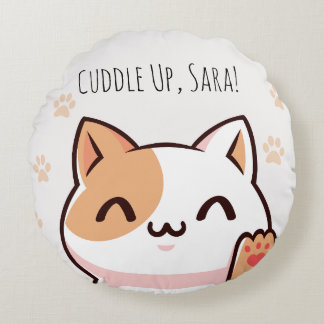 Kawaii Cat Joy Pillow Rond Kussen