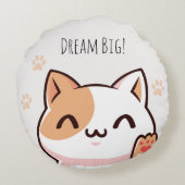 Kawaii Cat Joy Pillow Rond Kussen (Achterkant)