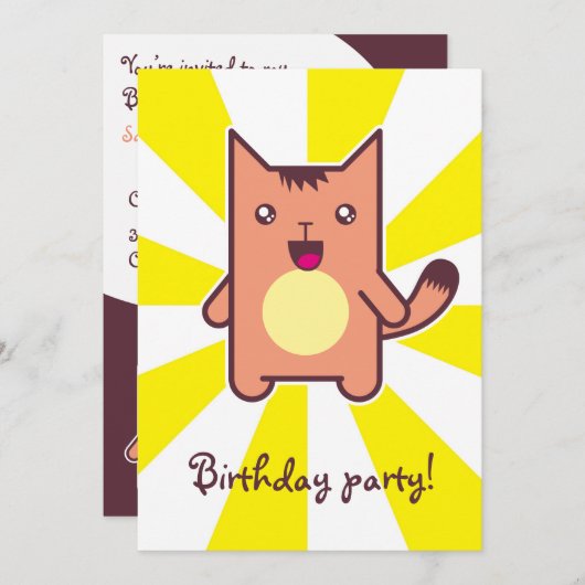 Kawaii cat kaart (Voorkant / Achterkant)