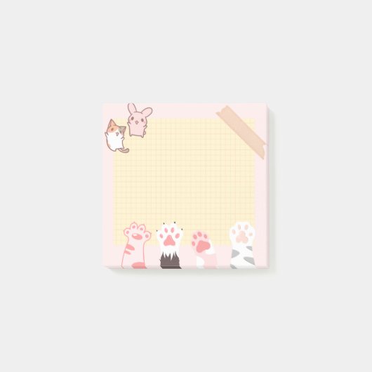 kawaii cat kat pastel pet minnaar meow kitten c.q. post-it® notes (Voorkant)