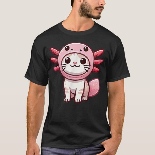 Kawaii Cat Kitten Axolotl Costume T-shirt (Voorkant)