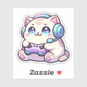 Kawaii Cat met Game Controller Pastel Sticker (Vel)