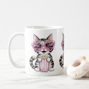 Kawaii Cat Mok – Schattige Hartbril Kat Coff