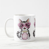 Kawaii Cat Mok – Schattige Hartbril Kat Coff (Links)