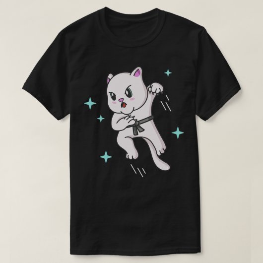Kawaii Cat Ninja Kitten Fighter Karate T-shirt (Design voorkant)