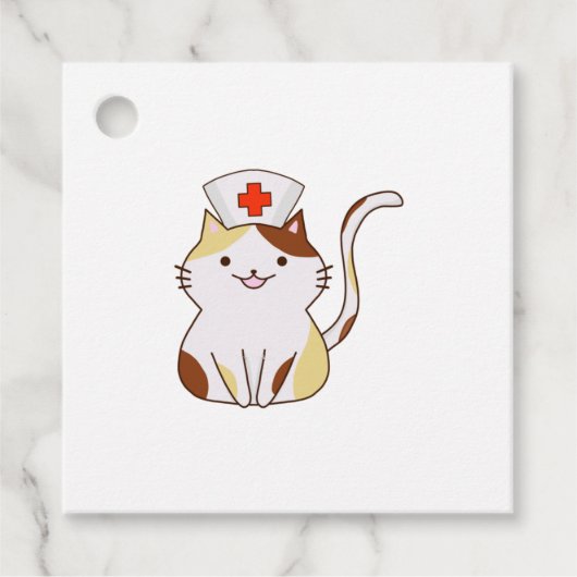 Kawaii Cat Nurse Bedankjes Labels (Voorkant)