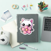 Kawaii cat op maat gesneden vinyl Sticker (iPad Cover)