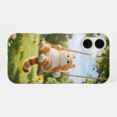 Kawaii Cat op Swing Phone Case iPhone 16 Hoesje (Achterkant horizontaal)