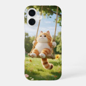 Kawaii Cat op Swing Phone Case iPhone 16 Hoesje (Achterkant)