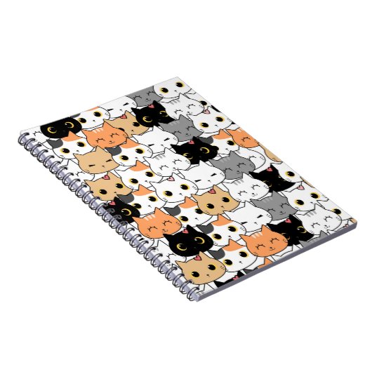 Kawaii Cat Pattern Notitieboek (Rechterzijde)