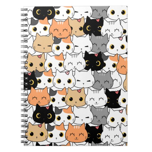 Kawaii Cat Pattern Notitieboek (Voorkant)