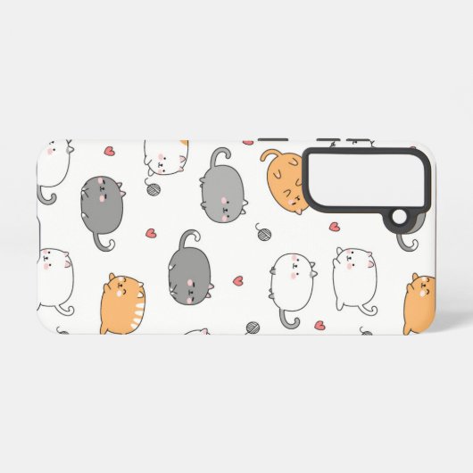 Kawaii Cat Phone Case – Schattige cadeau voor dier Samsung Galaxy Hoesje (Achterkant horizontaal)