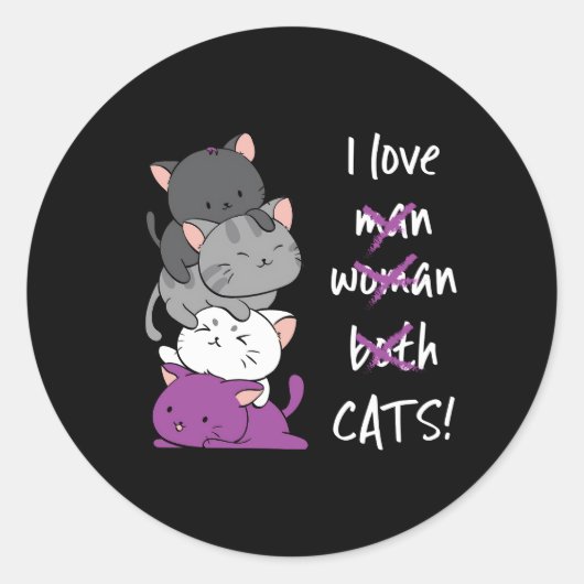 Kawaii Cat Pile Anime Asexual Pride Flag Kittens Ronde Sticker (Voorkant)