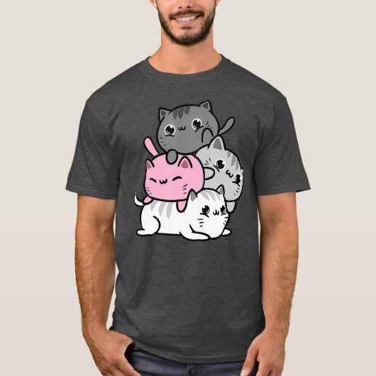 Kawaii Cat Pile Demigirl Pride T-shirt (Voorkant)