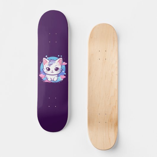 Kawaii Cat Pink Persoonlijk Skateboard (Voorkant)