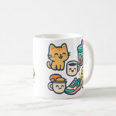 Kawaii Cat Pizza Bubble Tea Coffee – Schattigee Mo Koffiemok (Voorkant rechts)