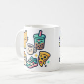 Kawaii Cat Pizza Bubble Tea Coffee – Schattigee Mo Koffiemok (Voorkant links)