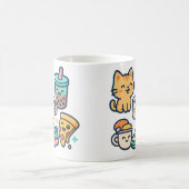 Kawaii Cat Pizza Bubble Tea Coffee – Schattigee Mo Koffiemok (Center)