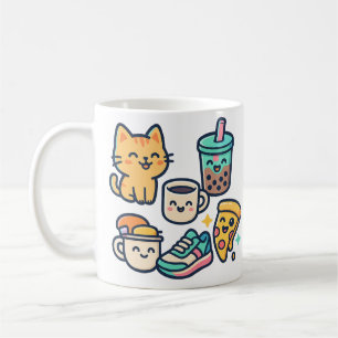 Kawaii Cat Pizza Bubble Tea Coffee – Schattigee Mo Koffiemok