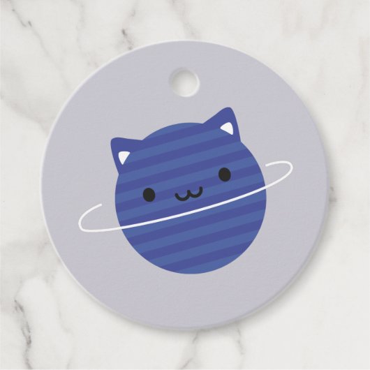 Kawaii Cat Planet in Space Bedankjes Labels (Voorkant)