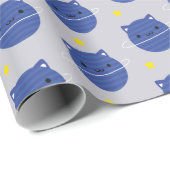 Kawaii Cat Planets in Space Cadeaupapier (Rol Hoek)